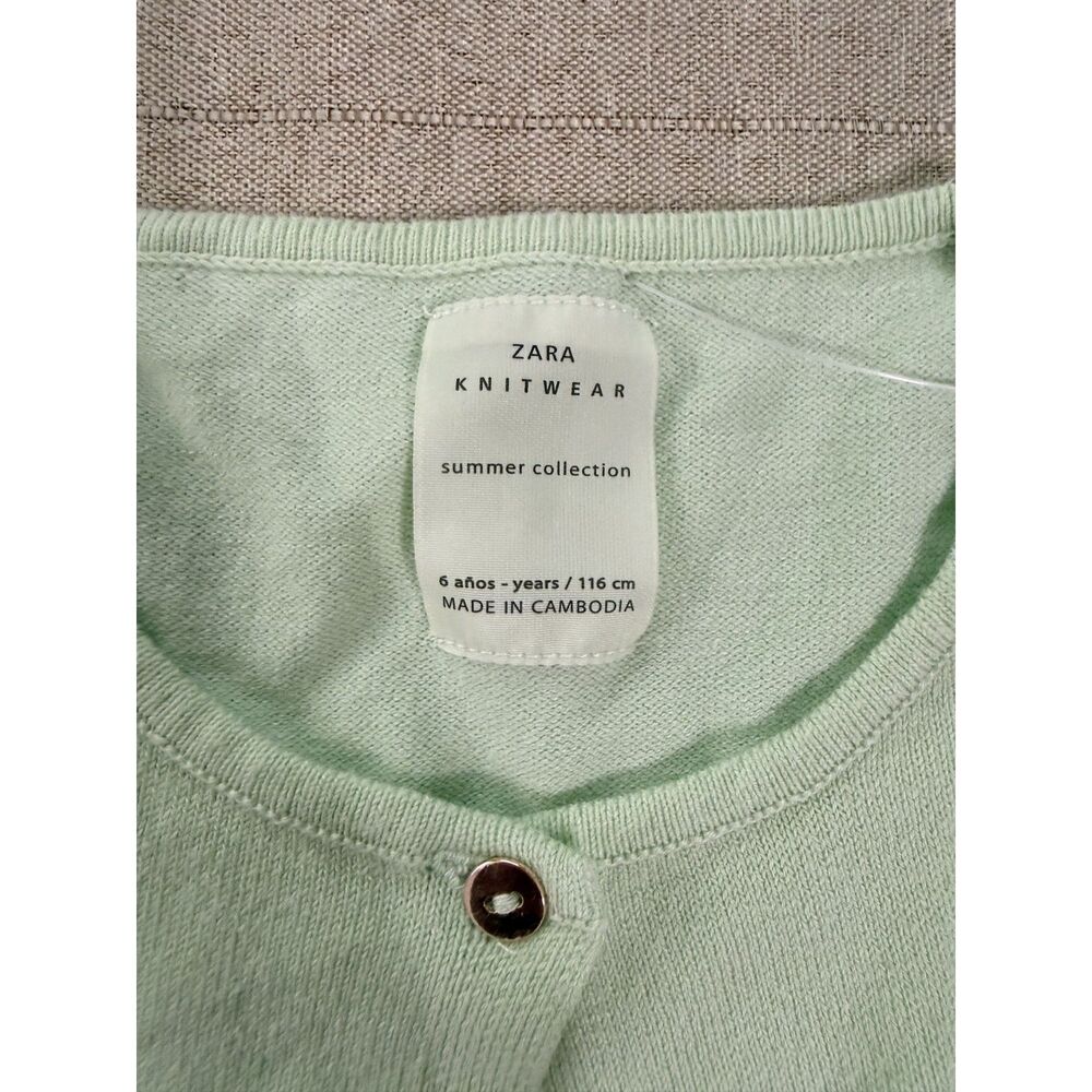 Zara Girls Knit Green Long Sleeve Button Up Cardigan Size 6 Great Condition
